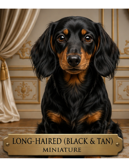 Long-haired Black & Tan Miniature Dachshund
