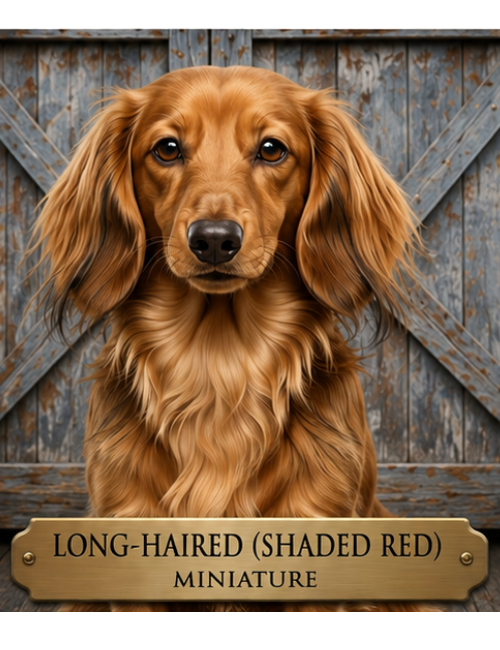 Long-haired Shaded Red Miniature Dachshund