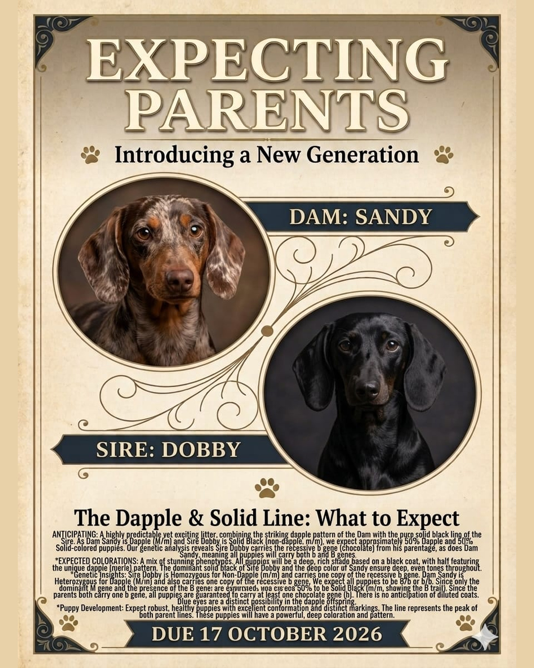 Sandy & Dobby expecting parents — due 17 October 2026